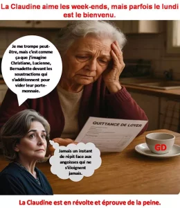 La Claudine aime les week-ends, mais parfois le lundi est le bienvenu.
