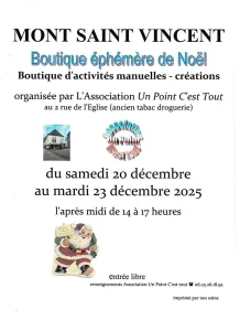 Boutique éphémère de Noël à Mont-Saint-Vincent