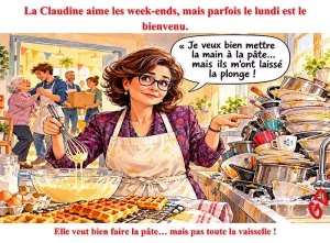 La Claudine aime les week-ends, mais parfois le lundi est le bienvenu.